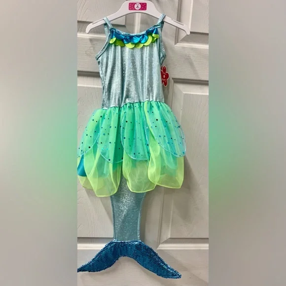 Nwt Mermaid Dress with Tail Blue Green Rainbow Tutu Skirt Halloween Cost | Color: Blue/Green | Size: Girls 3-4 Years | Pm-52878111'S Closet